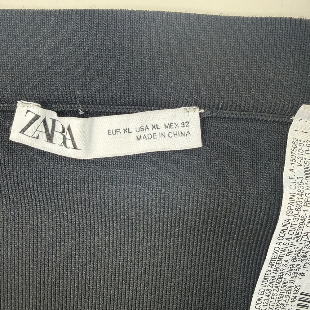 Zara Womens Black Maxi Skirt XL Knit Stretch Minimalist Bodycon Elegant - Picture 8 of 10